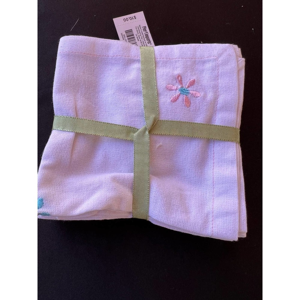 Vintage Embroidered Cocktail Napkins - set of 4